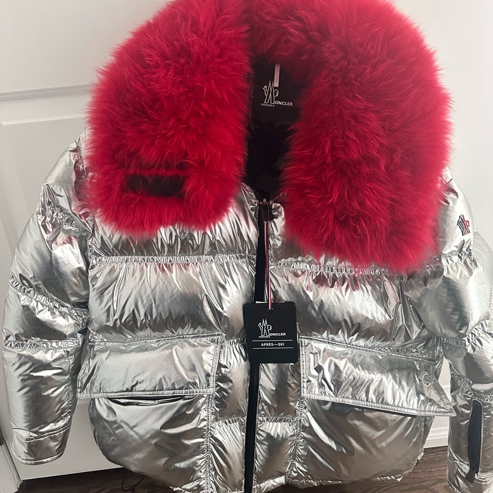 Moncler Silver and Red Ski Jacket